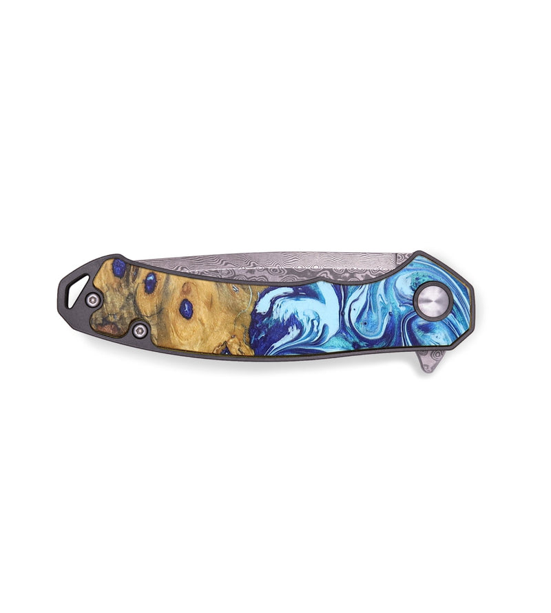 EDC Wood+Resin Pocket Knife - Traci (Blue, 713550)