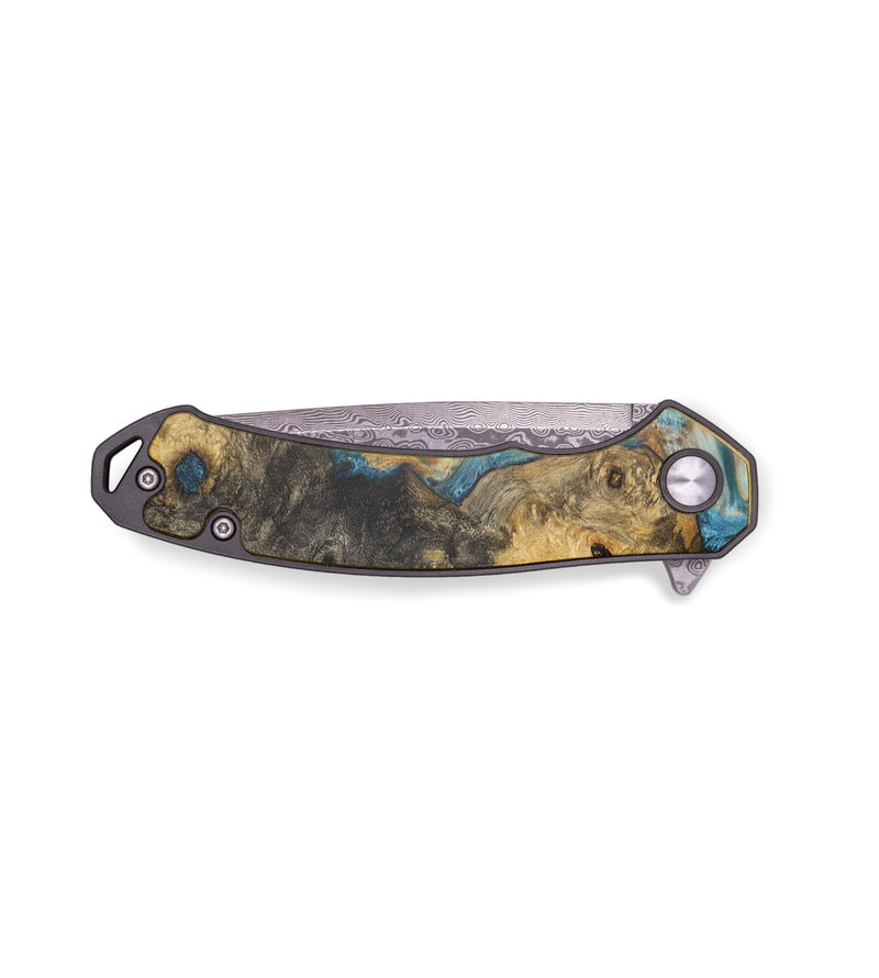 EDC Wood+Resin Pocket Knife - Ginger (Teal & Gold, 713560)