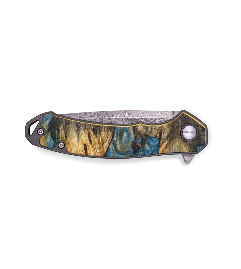 EDC Wood+Resin Pocket Knife - Lucille (Teal & Gold, 713561)