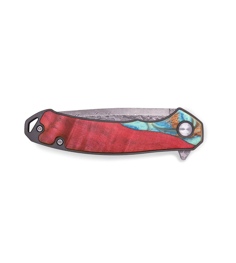EDC Wood+Resin Pocket Knife - Elaina (Teal & Gold, 713563)