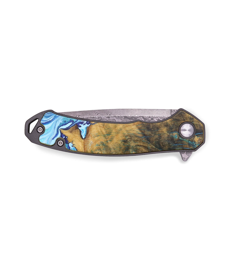 EDC Wood+Resin Pocket Knife - Alexus (Blue, 713565)