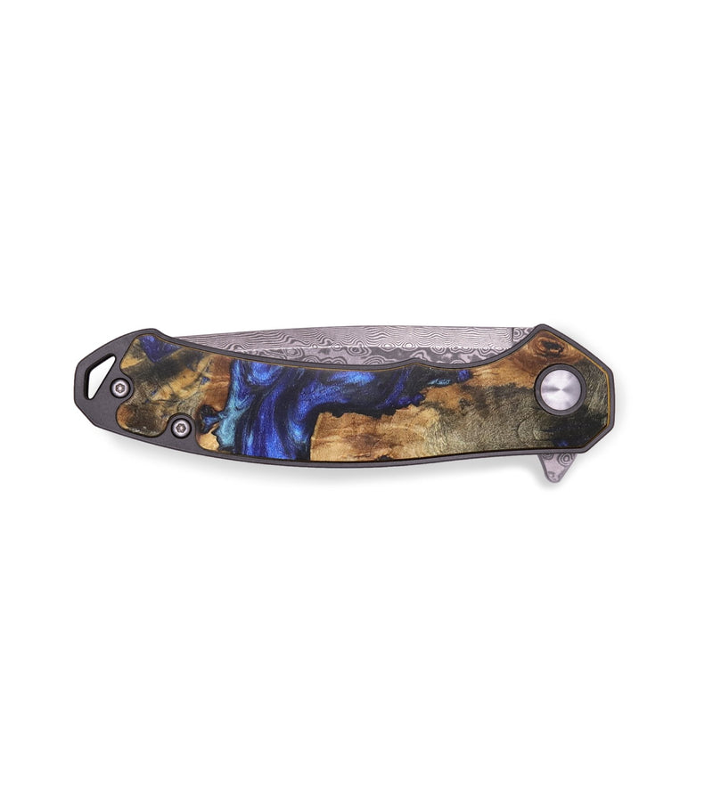 EDC Wood+Resin Pocket Knife - Mike (Blue, 713567)