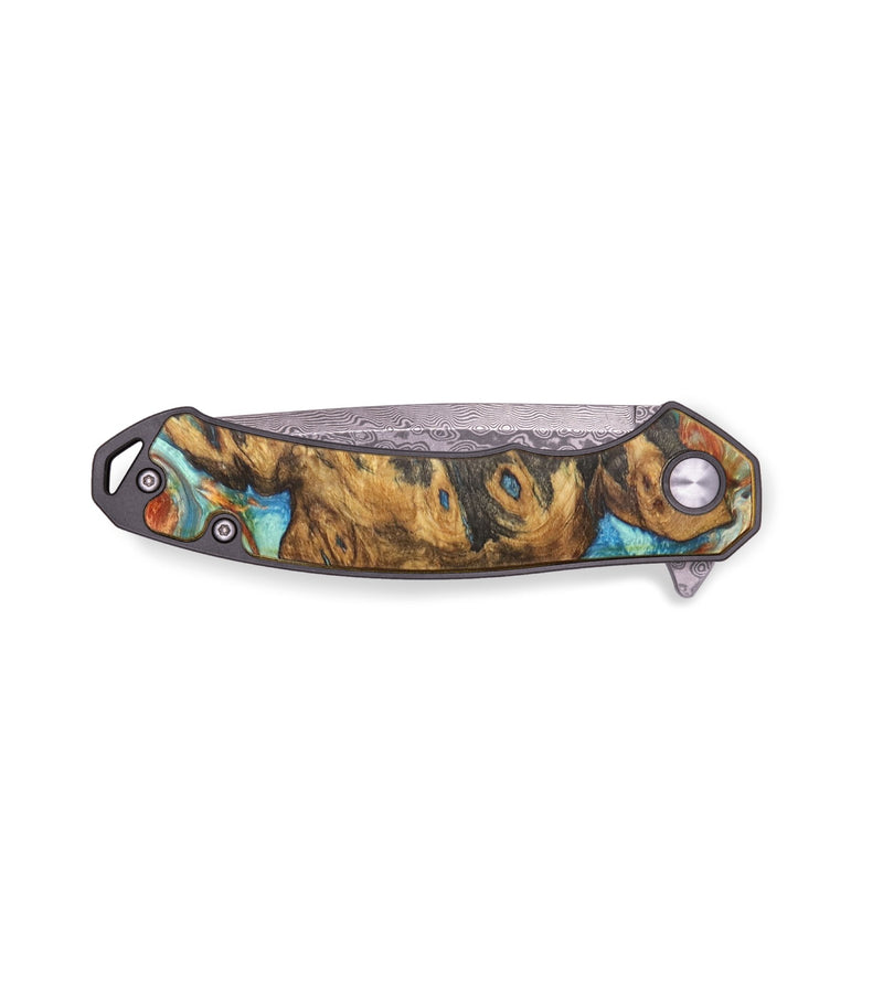 EDC Wood+Resin Pocket Knife - Elisabeth (Teal & Gold, 713570)