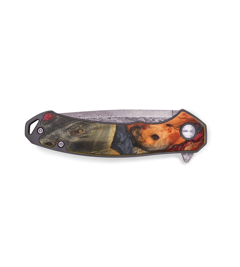 EDC Wood+Resin Pocket Knife - Muhammad (Red, 713579)