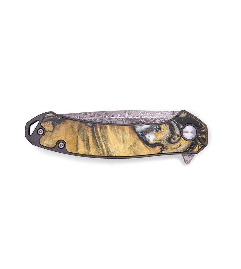 EDC Wood+Resin Pocket Knife - Daniella (Black & White, 713583)