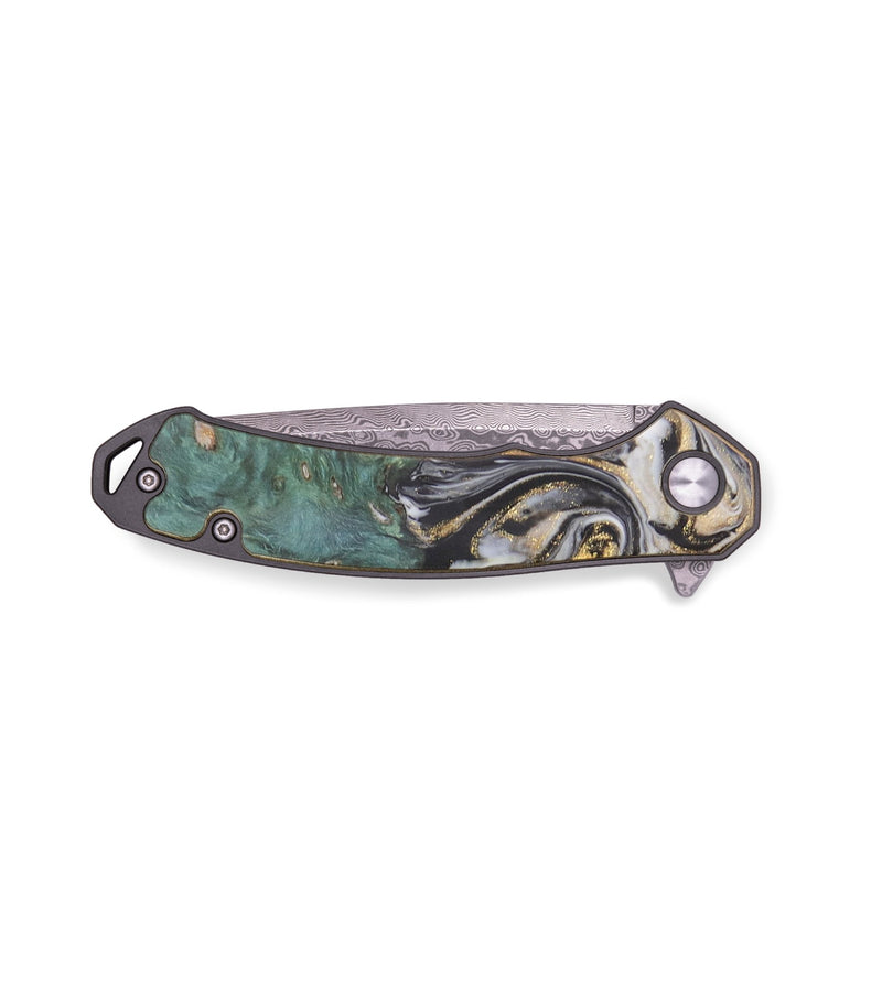 EDC Wood+Resin Pocket Knife - Marjorie (Black & White, 713584)