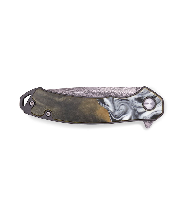 EDC Wood+Resin Pocket Knife - Abram (Black & White, 713586)