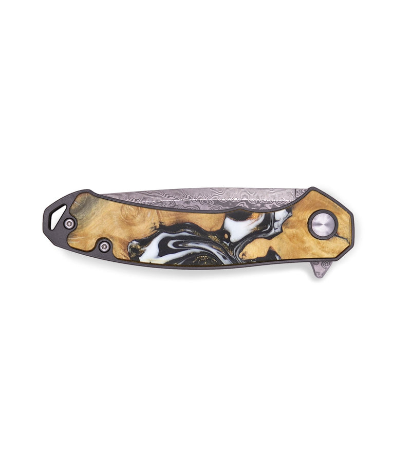EDC Wood+Resin Pocket Knife - Jessie (Black & White, 713588)