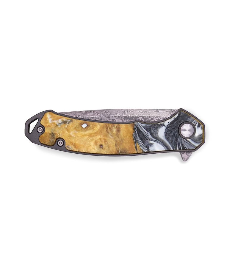 EDC Wood+Resin Pocket Knife - Kobe (Black & White, 713595)