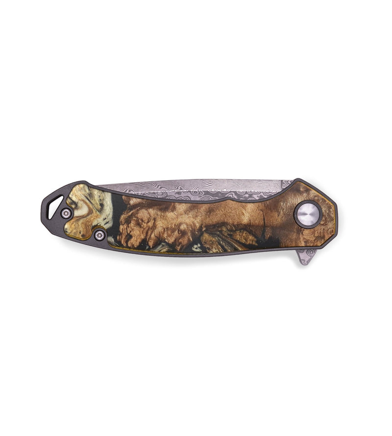 EDC Wood+Resin Pocket Knife - Kelly (Black & White, 713598)
