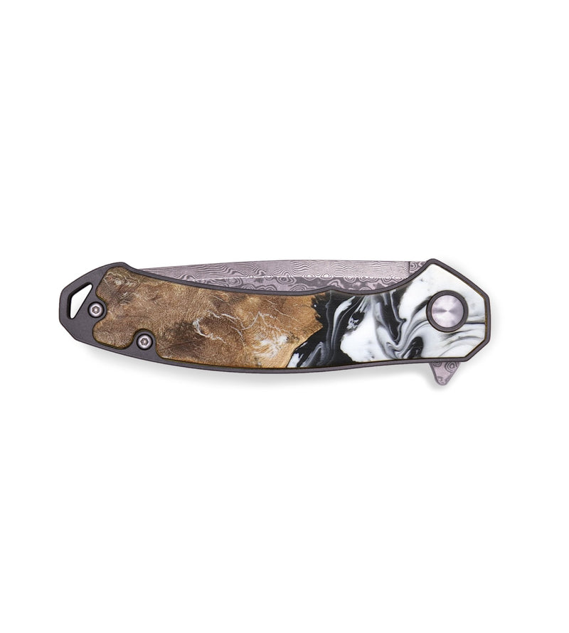 EDC Wood+Resin Pocket Knife - Ariyah (Black & White, 713603)