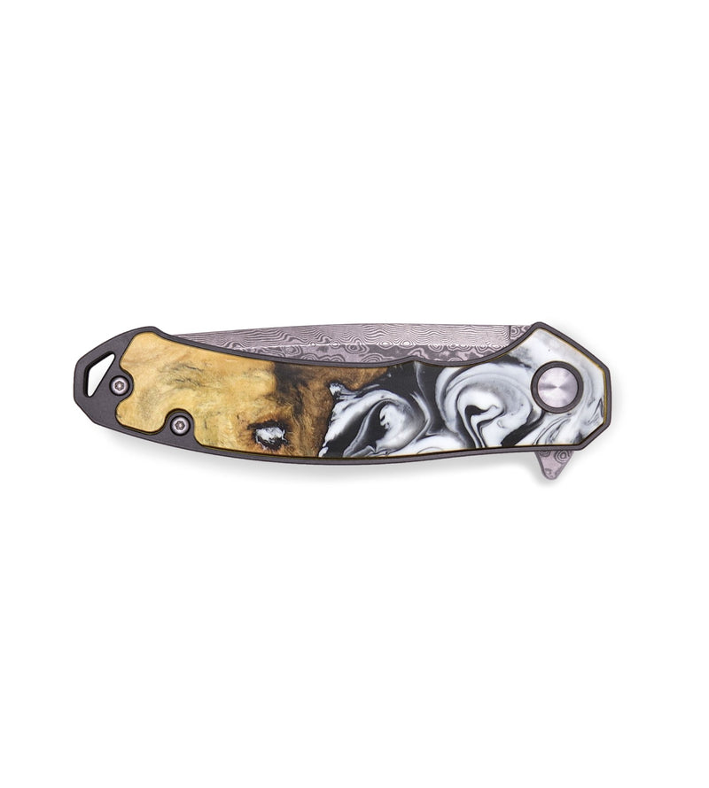 EDC Wood+Resin Pocket Knife - Kennedi (Black & White, 713607)
