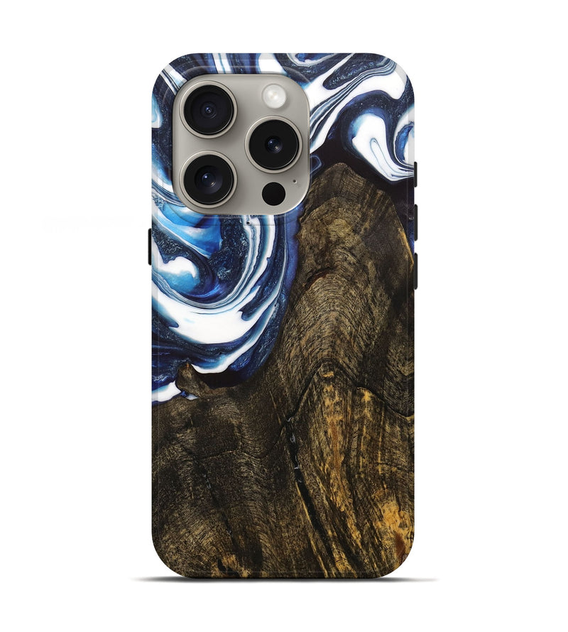 iPhone 16 Pro Wood+Resin Live Edge Phone Case - Homer (Blue, 713618)