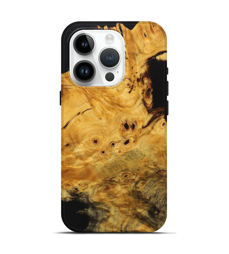 iPhone 15 Pro Wood+Resin Live Edge Phone Case - Faith (Pure Black, 713633)