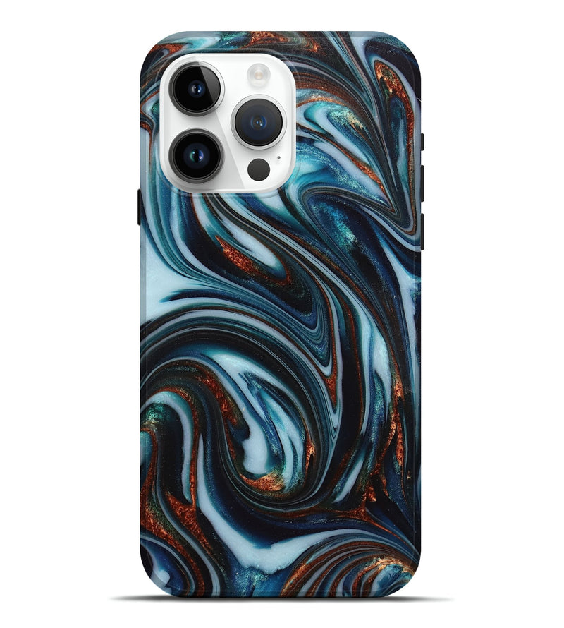iPhone 15 Pro Max ResinArt Live Edge Phone Case - Jase (Teal & Gold, 713649)
