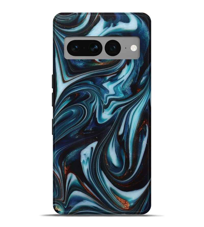 Pixel 7 Pro ResinArt Live Edge Phone Case - Leticia (Teal & Gold, 713650)