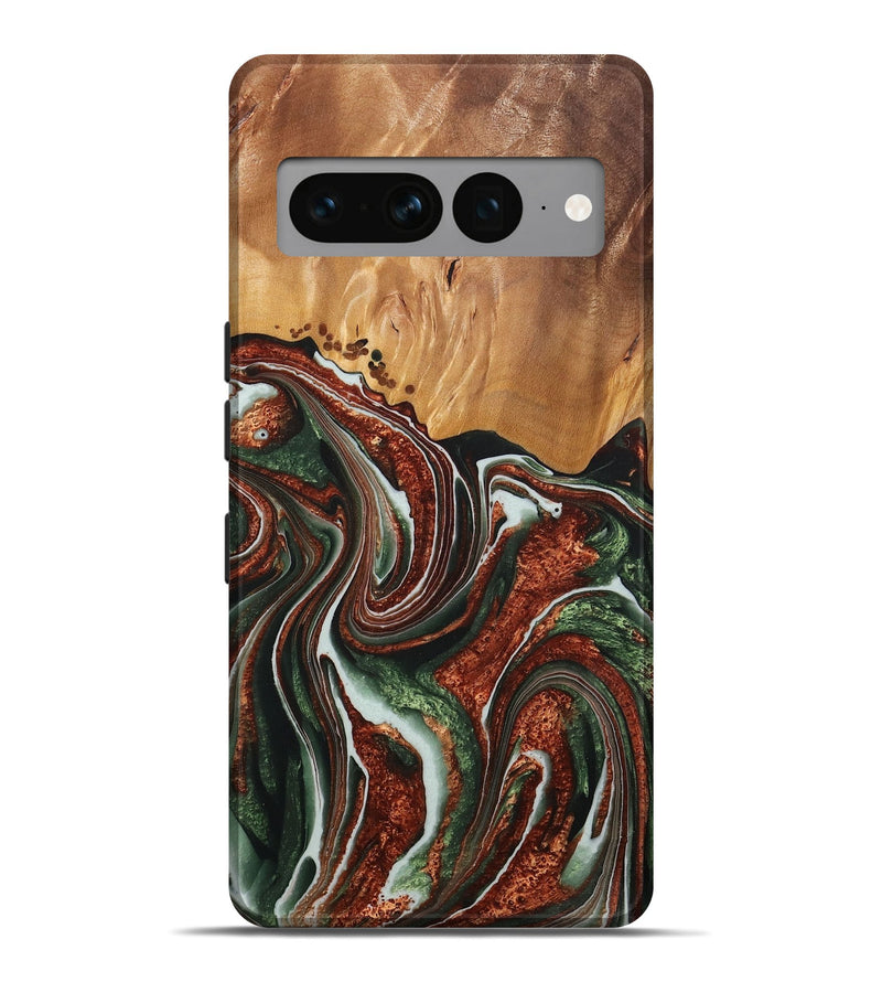 Pixel 7 Pro Wood+Resin Live Edge Phone Case - Presley (Teal & Gold, 713654)