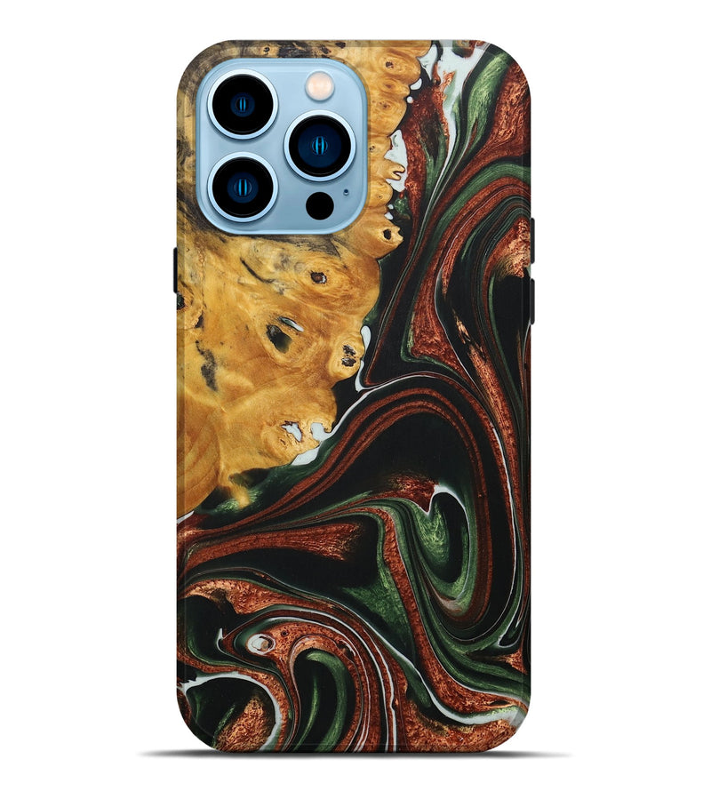 iPhone 14 Pro Max Wood+Resin Live Edge Phone Case - Maggie (Red, 713658)
