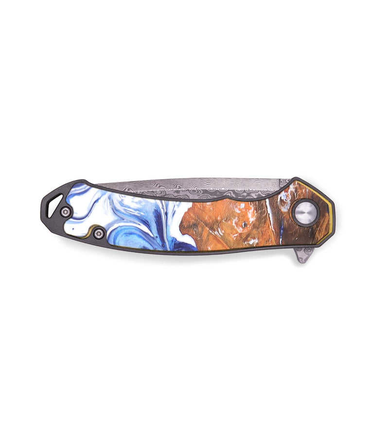 EDC Wood+Resin Pocket Knife - Winter (Blue, 713751)