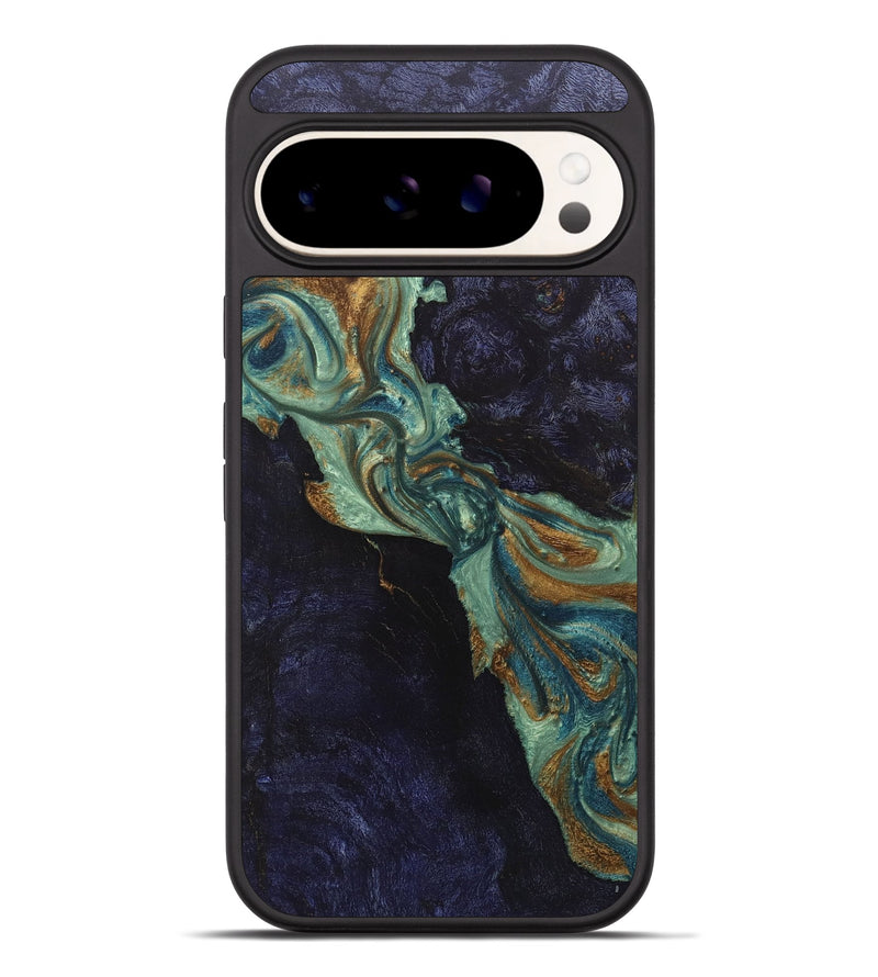 Pixel 9 Pro XL Wood+Resin Phone Case - Jaelyn (Teal & Gold, 713988)