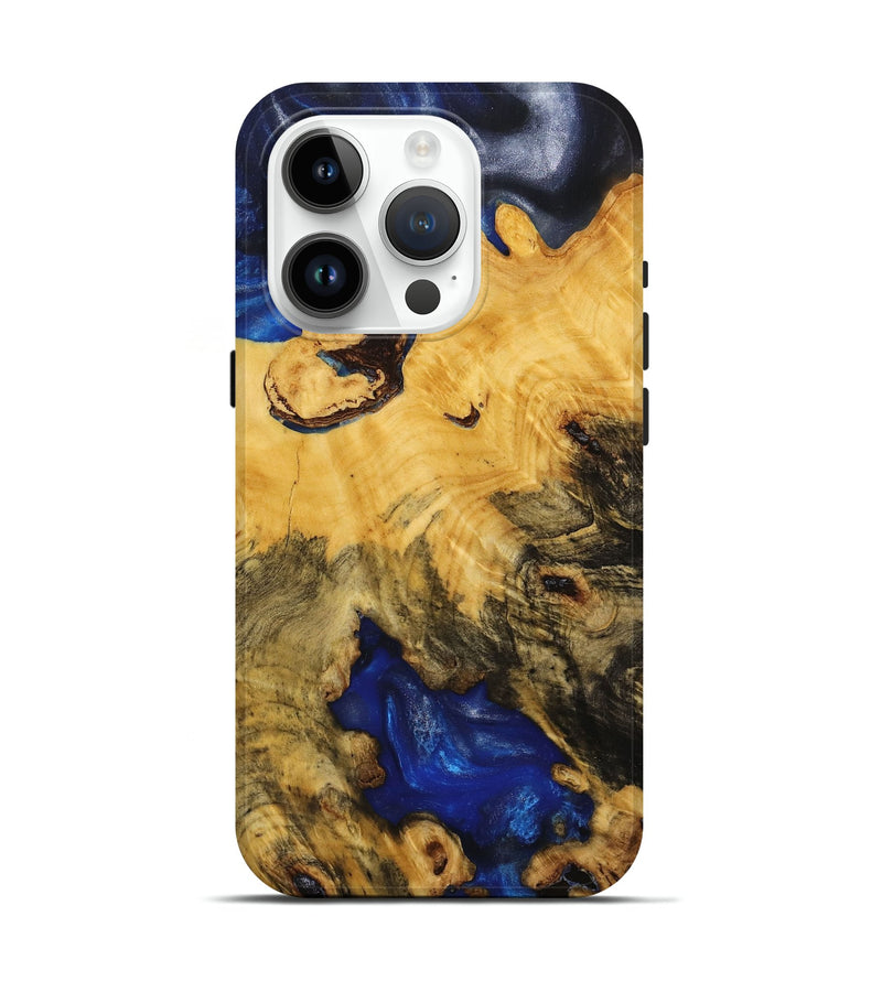 iPhone 15 Pro Wood+Resin Live Edge Phone Case - Keegan (Blue, 714084)