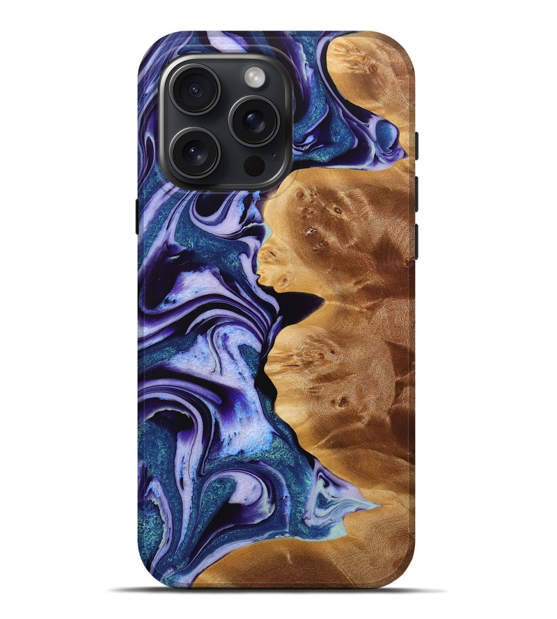 iPhone 16 Pro Max Wood+Resin Live Edge Phone Case - Kaitlin (Purple, 714088)