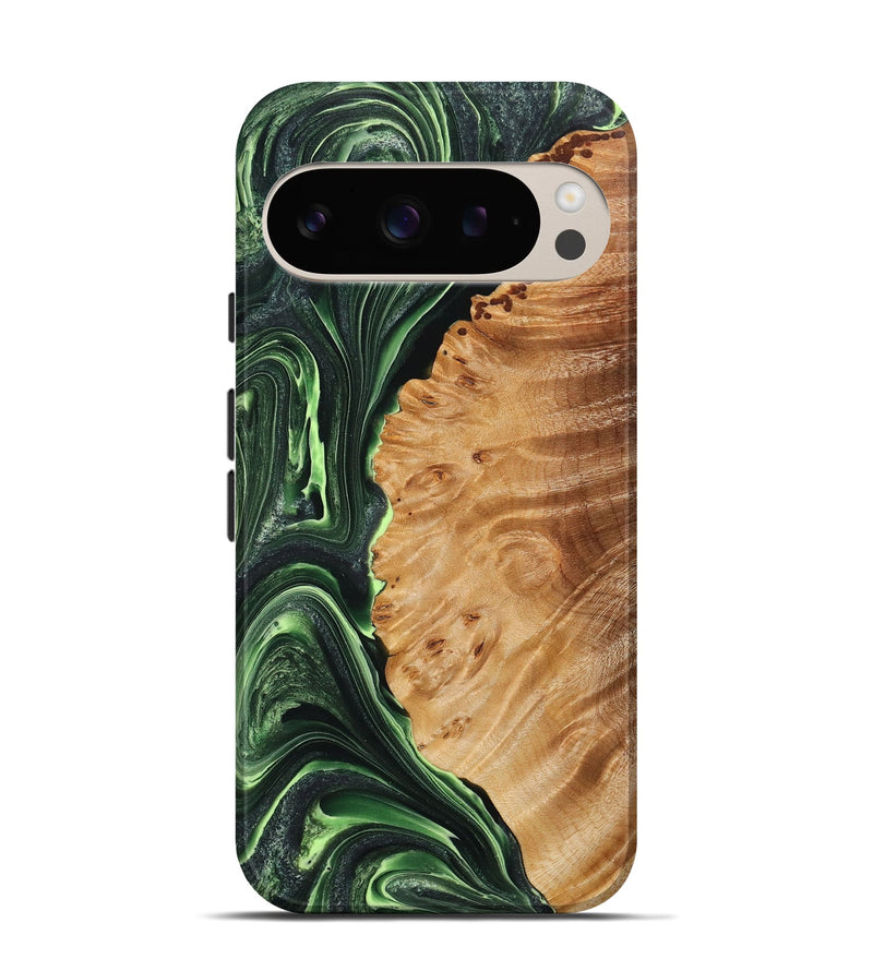 Pixel 9 Pro Wood+Resin Live Edge Phone Case - Blair (Green, 714108)