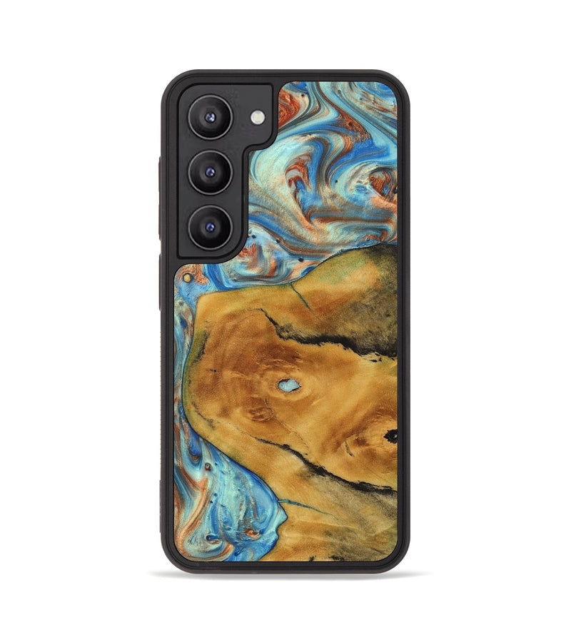 Galaxy S23 Wood+Resin Phone Case - Tammy (Teal & Gold, 714134)