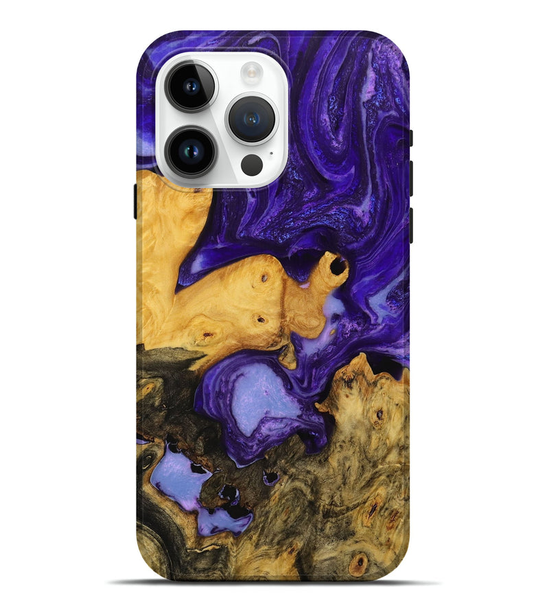 iPhone 15 Pro Max Wood+Resin Live Edge Phone Case - Emilio (Purple, 714195)