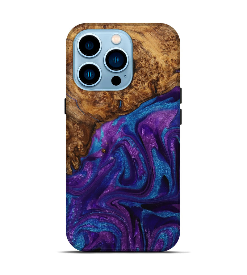 iPhone 14 Pro Wood+Resin Live Edge Phone Case - Chelsie (Purple, 714205)