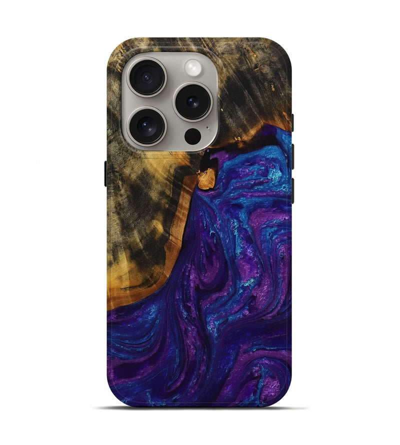 iPhone 16 Pro Wood+Resin Live Edge Phone Case - Frankie (Purple, 714206)