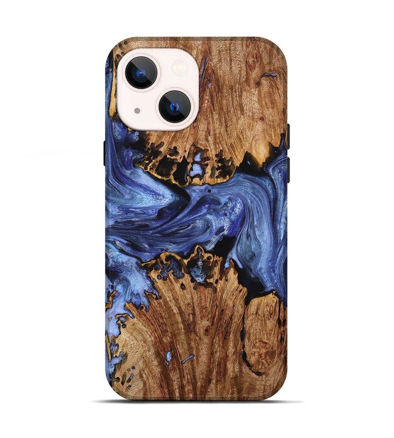iPhone 13 Wood+Resin Live Edge Phone Case - Therese (Blue, 714223)
