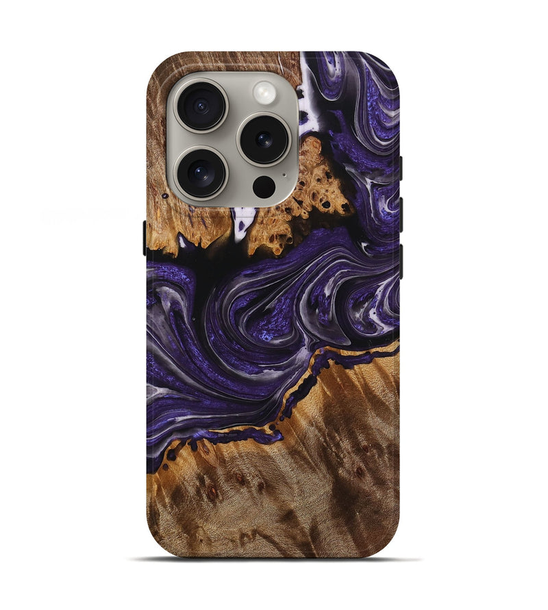 iPhone 16 Pro Wood+Resin Live Edge Phone Case - Cali (Purple, 714246)
