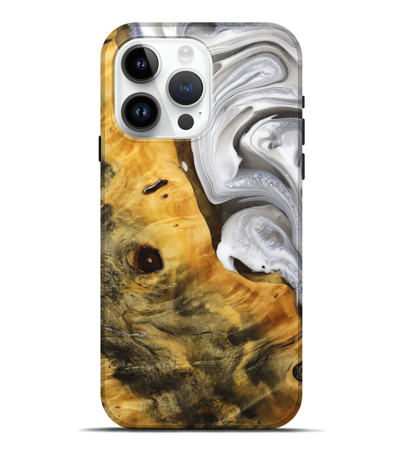 iPhone 15 Pro Max Wood+Resin Live Edge Phone Case - Terrell (Black & White, 714254)