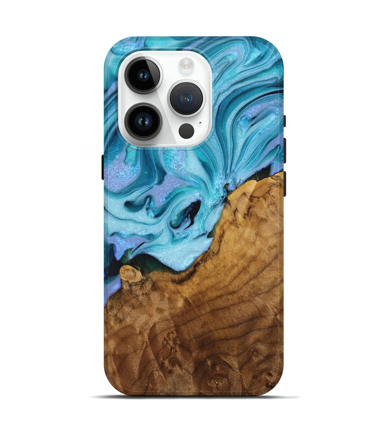 iPhone 15 Pro Wood+Resin Live Edge Phone Case - Kassandra (Blue, 714272)