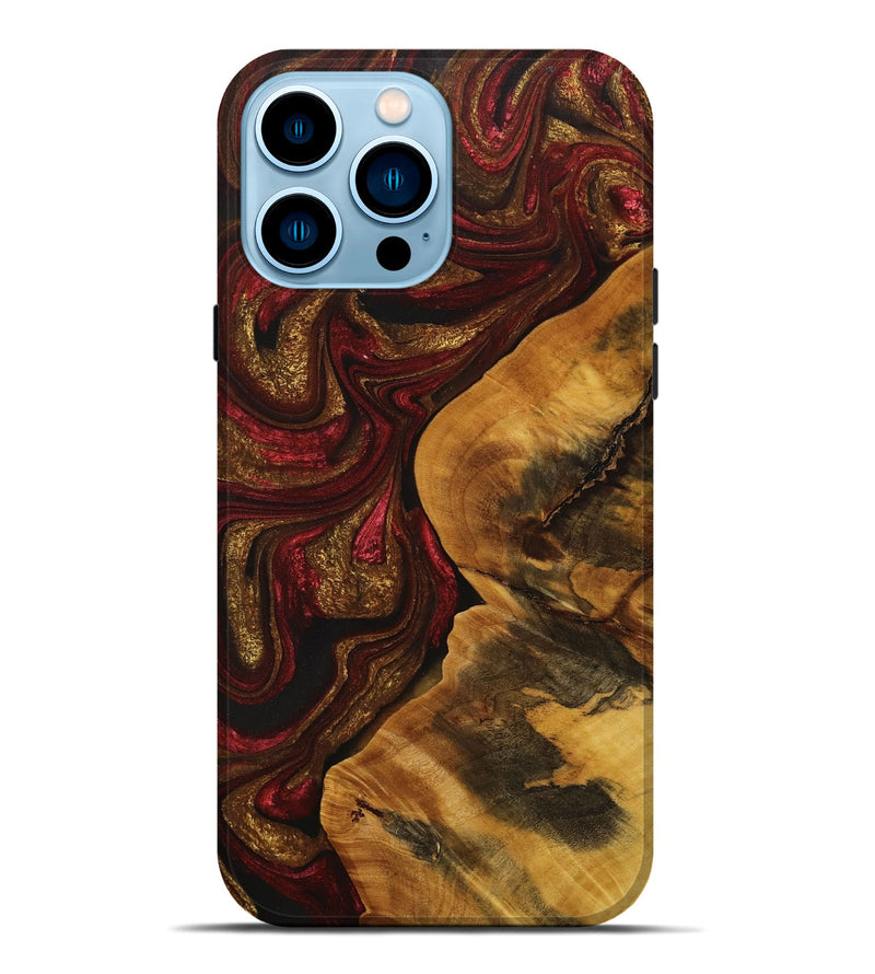 iPhone 14 Pro Max Wood+Resin Live Edge Phone Case - Ari (Red, 714282)