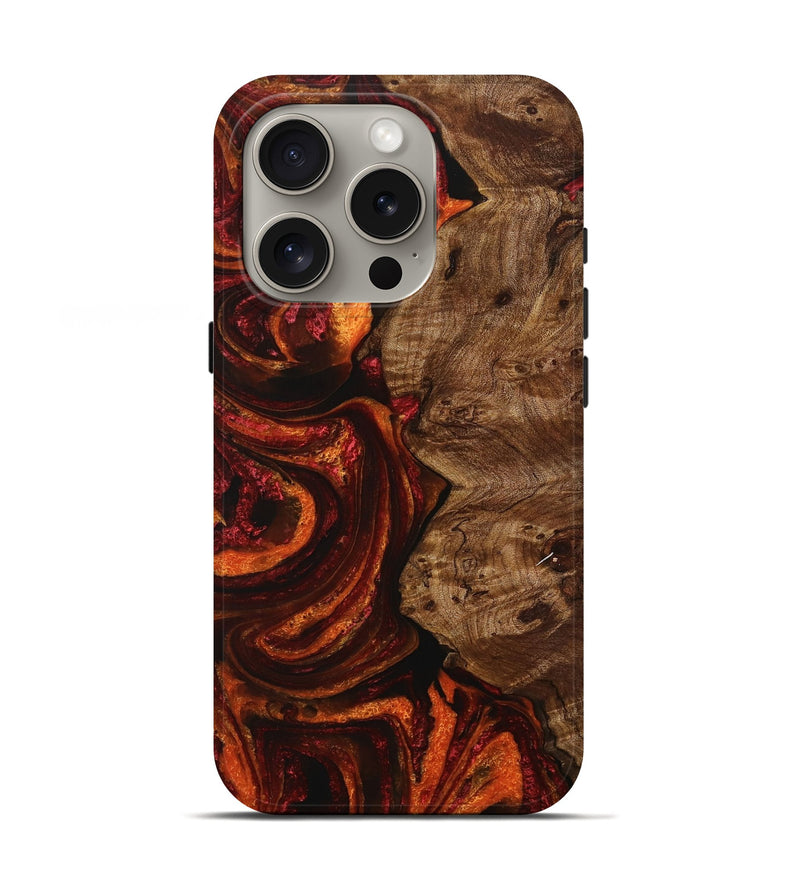 iPhone 16 Pro Wood+Resin Live Edge Phone Case - Beatrice (Red, 714284)
