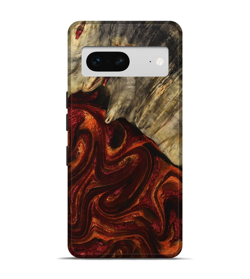 Pixel 7 Wood+Resin Live Edge Phone Case - Ximena (Red, 714285)