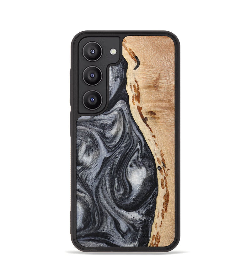Galaxy S23 Wood+Resin Phone Case - Aubree (Black & White, 714296)