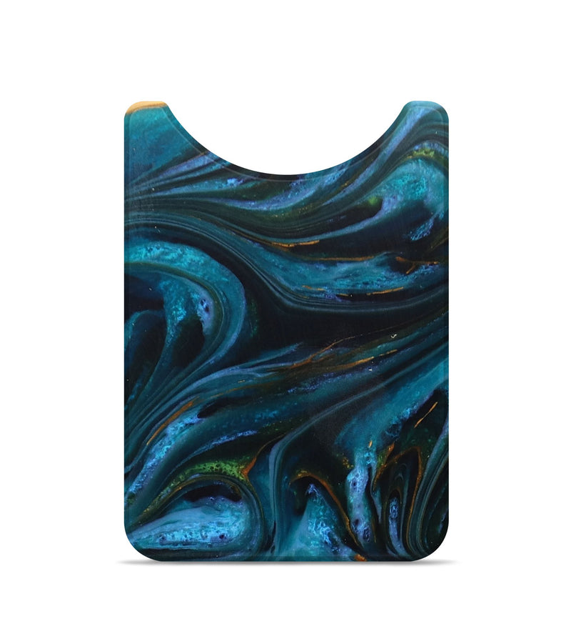 Live Edge Wood+Resin Wallet - Mary (Teal & Gold, 714582)