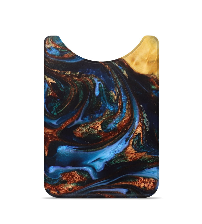 Live Edge Wood+Resin Wallet - Jane (Teal & Gold, 714586)