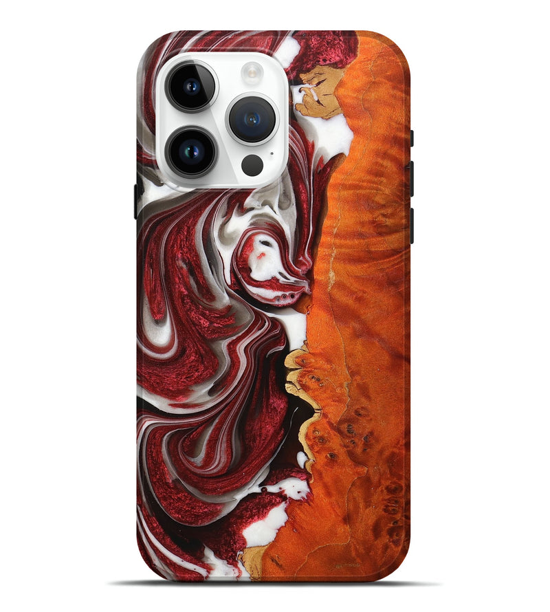 iPhone 15 Pro Max Wood+Resin Live Edge Phone Case - Aniya (Red, 714675)