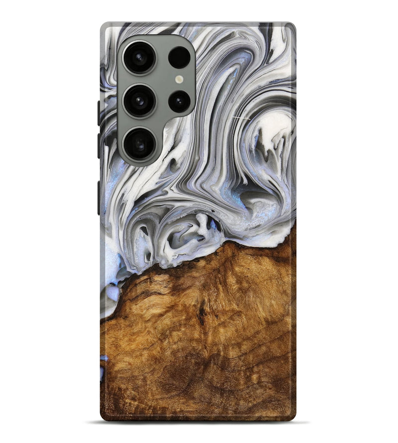Galaxy S23 Ultra Wood+Resin Live Edge Phone Case - Rita (Black & White, 714677)
