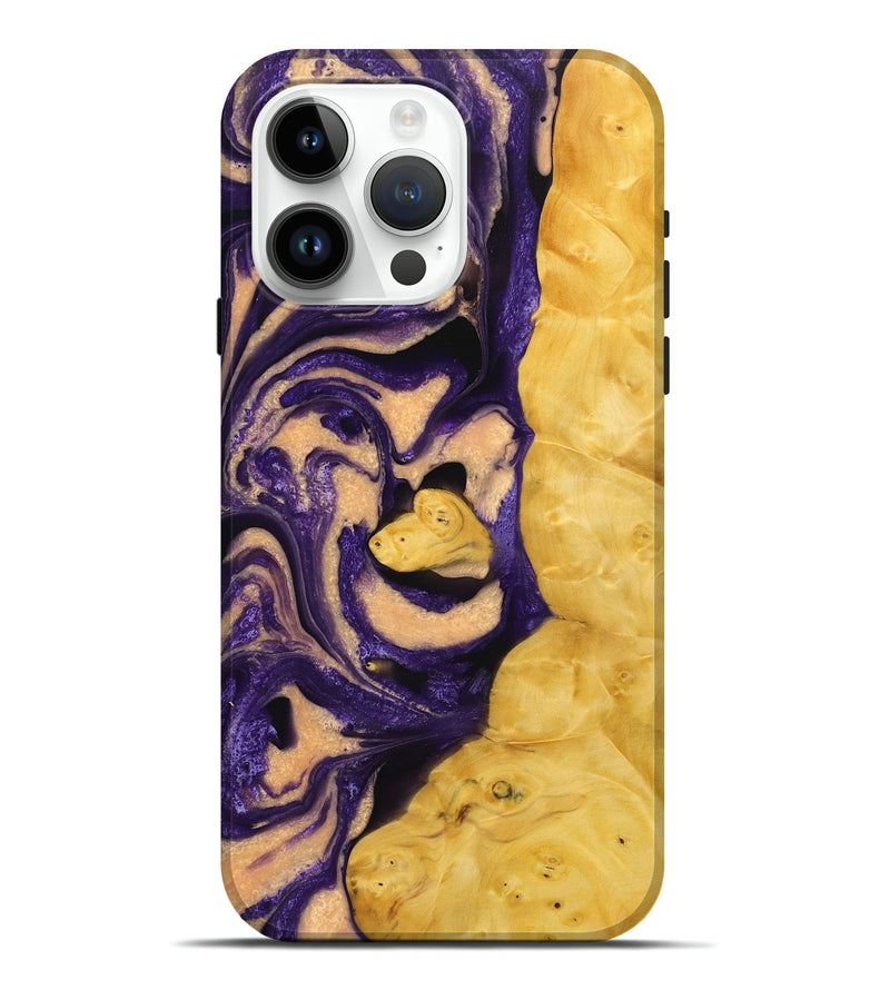 iPhone 15 Pro Max Wood+Resin Live Edge Phone Case - Robbie (Purple, 714683)