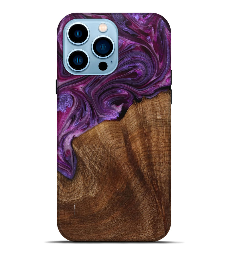 iPhone 14 Pro Max Wood+Resin Live Edge Phone Case - Keith (Purple, 714684)