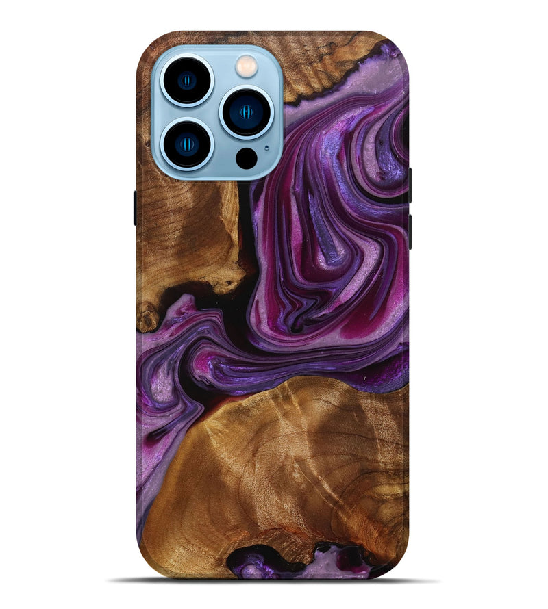 iPhone 14 Pro Max Wood+Resin Live Edge Phone Case - Cesar (Purple, 714685)