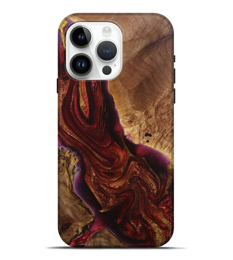 iPhone 15 Pro Max Wood+Resin Live Edge Phone Case - Rylee (Red, 714696)