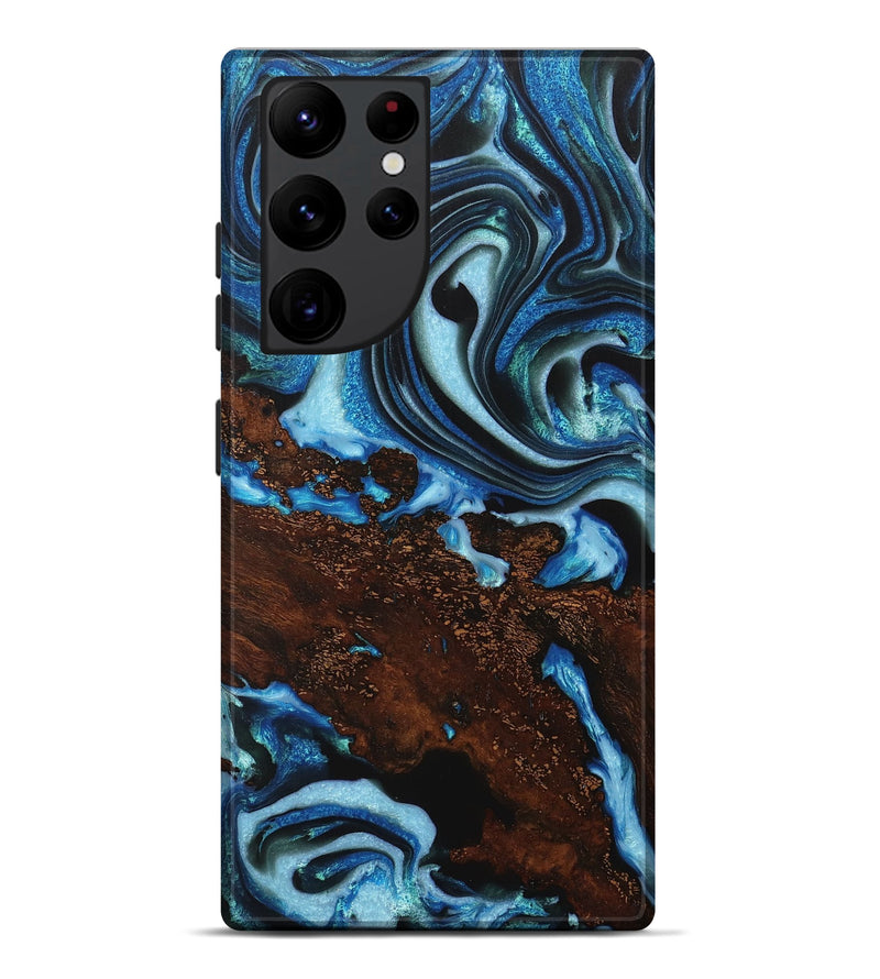 Galaxy S22 Ultra Wood+Resin Live Edge Phone Case - Pamela (Blue, 714697)
