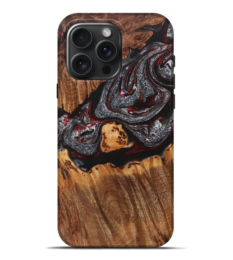 iPhone 16 Pro Max Wood+Resin Live Edge Phone Case - Zane (Red, 714880)