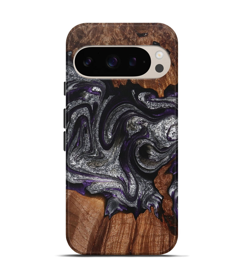 Pixel 9 Pro Wood+Resin Live Edge Phone Case - Khadijah (Black & White, 714883)